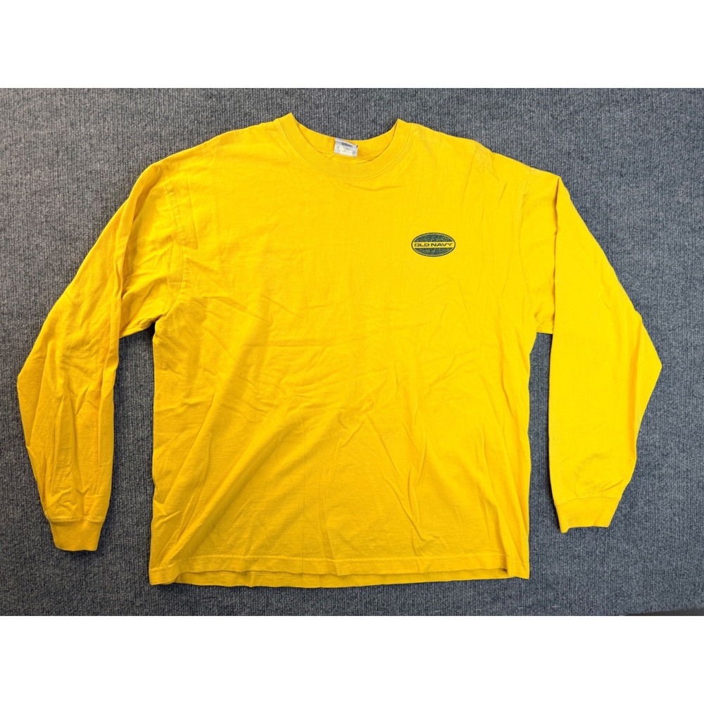 Vintage Old Navy Shirt Mens Large Yellow Long Sleeve Graphic Tee Cotton Mexico